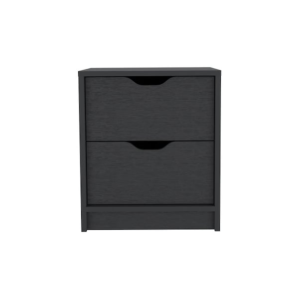Homeroots 19" Black Wood Two Drawer Nightstand 526148 - main