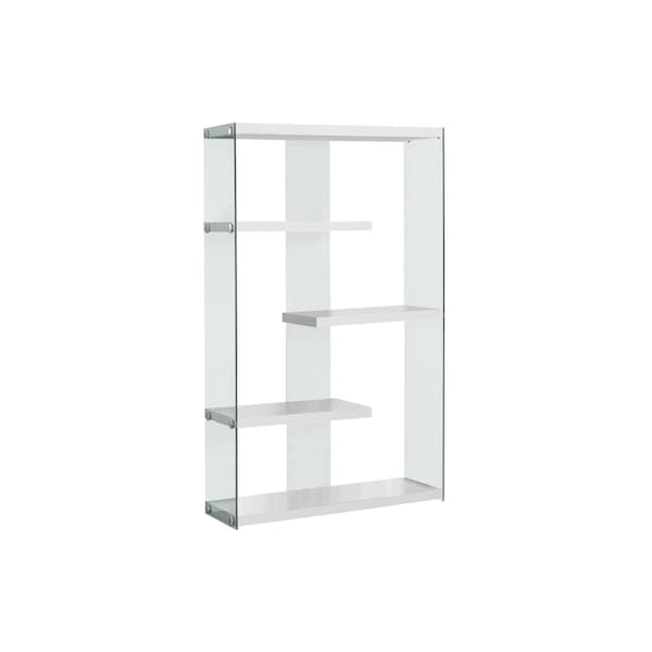Homeroots 59" White And Clear Glass and Wood Four Tier Etagere Bookcase 333150 - main