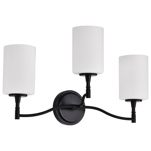 Nuvo Liam, 3 Light Vanity, Matte Black, White Opal Glass 60/8213 - main