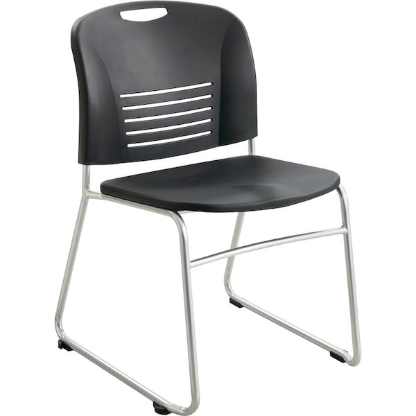 Safco Vy Sled Base Chair, Black Seat, Black Back, 22 1/2" W 19-1/2" L 32-1/2" H, No Arm, Plastic Seat 4292BL - main
