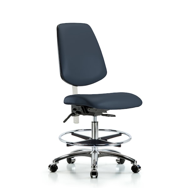 Blue Ridge Ergonomics Clean Room Chair Vin Med Ben Chair, Med, Bk, Nav, CL100, No Arms, 22" to 29" Height, Vinyl BR-NCR-VMBCH-MB-CR-T1-A0-CF-CC-8582 - main