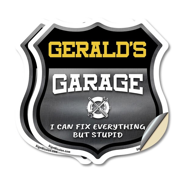 Signmission Gerald's Garage I Can Fix Everything But Stupid, 12 inch X 12 inch, Vinyl Decal, 2PK SHI-D-2PACK-12-490-GERALD - main