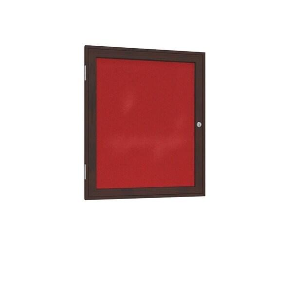 Ghent 1 Door Enclosed Fabric Bulletin Board, Walnut Wood Frame, 36''H x 30''W, Red PN13630F-98 - main