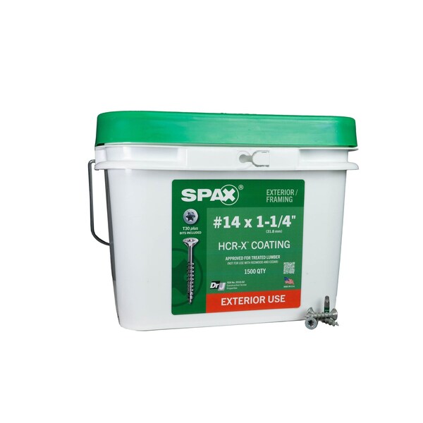 Spax #14 x 1-1/4 in Exterior Wood Deck Screws Construction Flat Head T-Star Plus Bulk Pail, 1500PK 3191670600320 - main