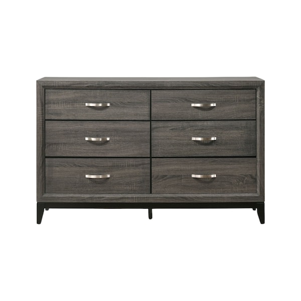 Homeroots 58" Gray Six Drawer Double Dresser 318746 - main