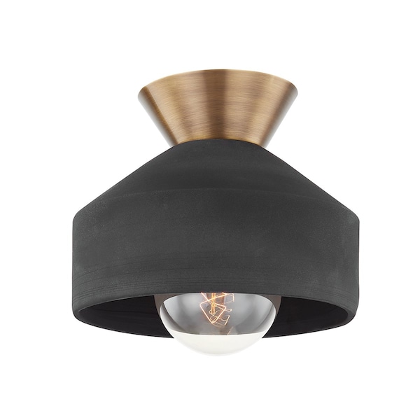 Troy Lighting Covina 1 Light Flush Mount 11 In. Patina Brass C9811-PBR/CBK - main