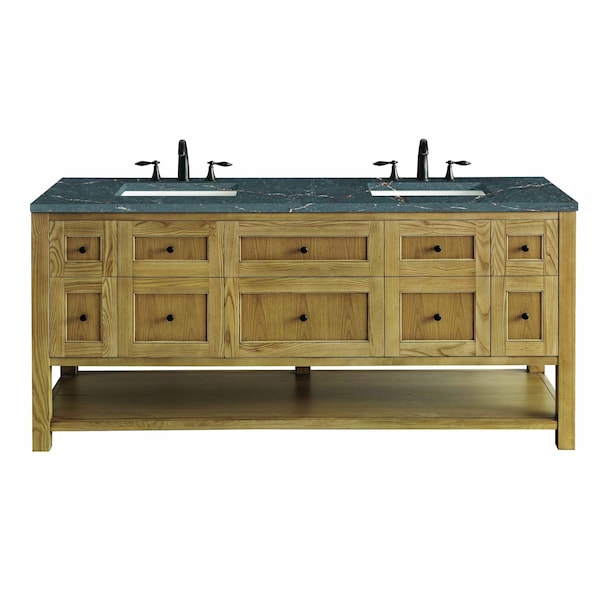 James Martin Vanities Breckenridge 72'' D Vanity, Light Natural Oak w/ Parisien Bleu Top w/FreePower Wireless Charger 330-V72-LNO-FPBL - main