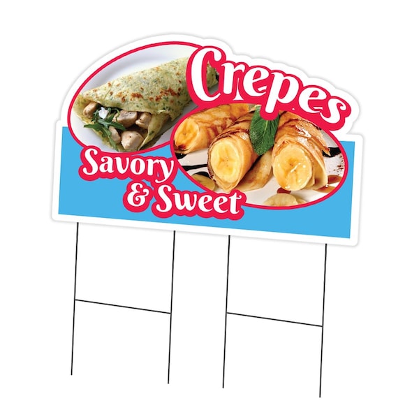 Signmission Crepes Savory & Sweet Die Cut Yard & Stake plastic window, 2436-Crepes Savory & Sweet C-DC-2436-Crepes Savory And Sweet19 - main
