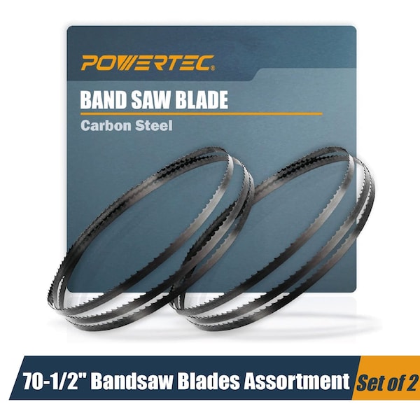 Powertec 70-1/2" High Carbon Steel Band Saw Blades for Craftsman 21400 & Rikon 10-305 & 10-3061 Bandsaw 13618 - main