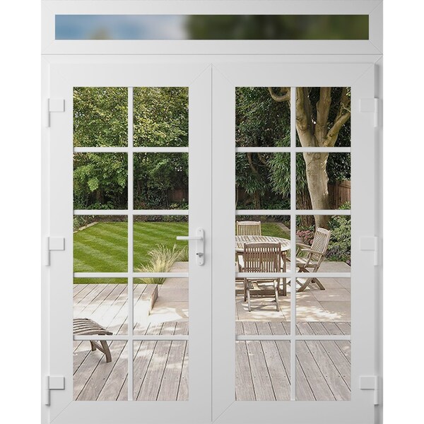 Vdomdoors Front Exterior Prehung Metal-Plastic Double Doors Clear Glass / MANUX 8100 White Silk / Office Comm MANUX8100DEXD-WS-W72xH80+16-RH-I - main