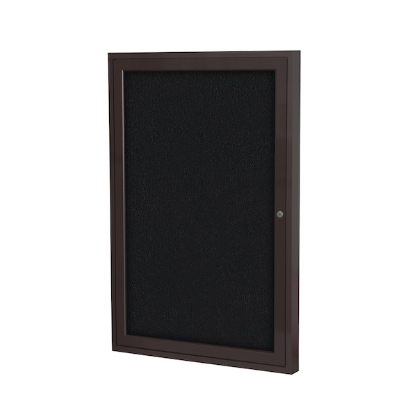 Ghent 1 Door Enclosed Fabric Bulletin Board, Bronze Aluminum Frame, 3'H x 2'W, Black PB13624F-95 - main