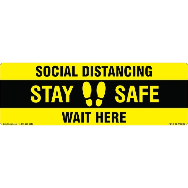 Signmission Stay Safe Wait Here Non-Slip Floor Graphic, 18in Vinyl Decal, 16" x 16", FD-2-R-16-99985 FD-2-R-16-99985 - main