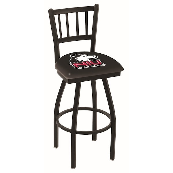 Holland Bar Stool Co 36" Blk Wrinkle Northern Illinois Swivel Bar Stool, Jailhouse Back L01836NorIll - main