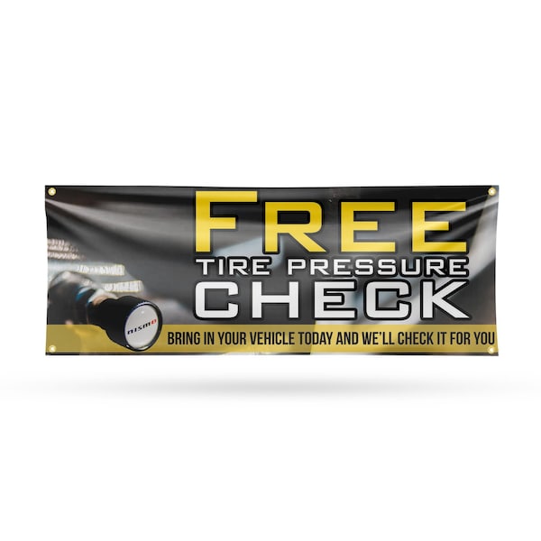 Signmission Free Tire Pressure Check, 18 Inch x 48 Inch, Vinyl Banner B-30647 - main
