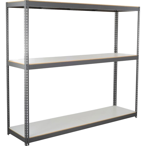Global Industrial 3 Shelf Heavy Duty Channel Boltless Shelving Starter 96"Wx48"Dx60"H, Laminate Deck 504211GY - main