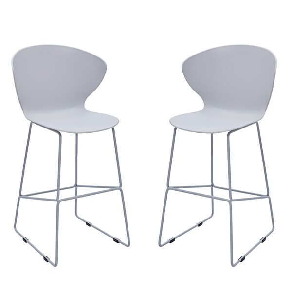 Homeroots Set of Two 26" Gray Heavy Duty Plastic and Metal Low Back Counter Height Bar Chairs, 2PK 555092 - main
