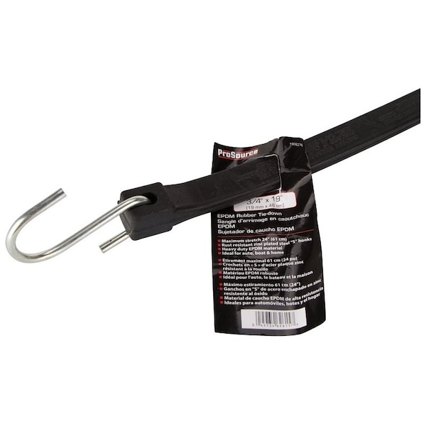Prosource Tie-Down, 3/4 in W, 19 in L, EPDM Rubber, S-Hook End Fitting, Steel End Fitting FH64088 - main