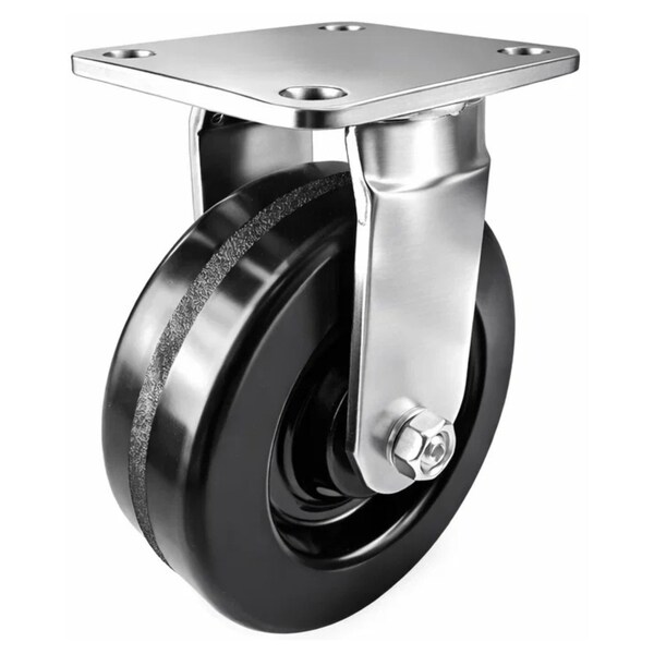 Hyw Products Heavy Duty Caster 6in x 2in Phenolic Wheel Stainless Steel - Rigid 40-60R-A1-PH(STS) - main
