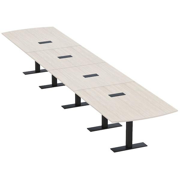 Skutchi Designs 18ft Arc Rectangle Conference Table With Power | Harmony Series | 18 Person Meeting Room Table HAR-AREC-48X216-T.BK-K458-EBLK - main