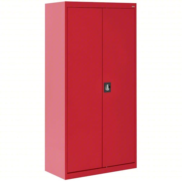 Sandusky Lee Combo Storage Cabinet, 72 in H, 36 in W, 18 in D, Recessed, Keyed, Red, 4 Shelves EACR361872-01 - main