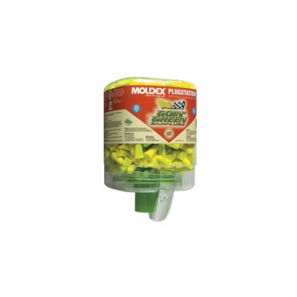 Moldex PlugStation Earplug Dispenser, Disposable Plastic Bottle, Foam Earplugs, Green Swirls, Goin', 250PK 507-6646 - main