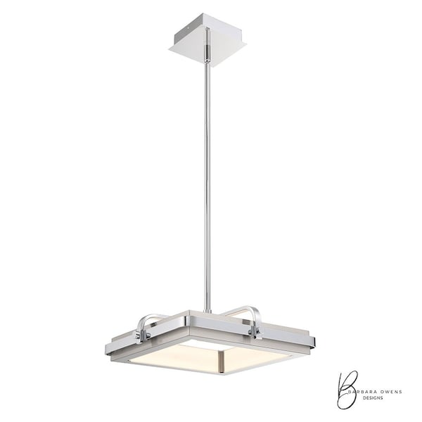 Eurofase Annilo Modern LED Indoor Pendant, 1-Light, Square, Dimmable, Chrome/Nickel/Glass 43882-014 - main