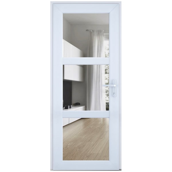 Vdomdoors Front Exterior Prehung FiberGlass Door Clear Glass See-through / Manux 8555 White Silk Clear Glass MANUX8555EXD-WS-W36 x H80-RH - main