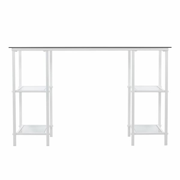 Homeroots Mod White Metal and Glass Writing Desk 402039 - main