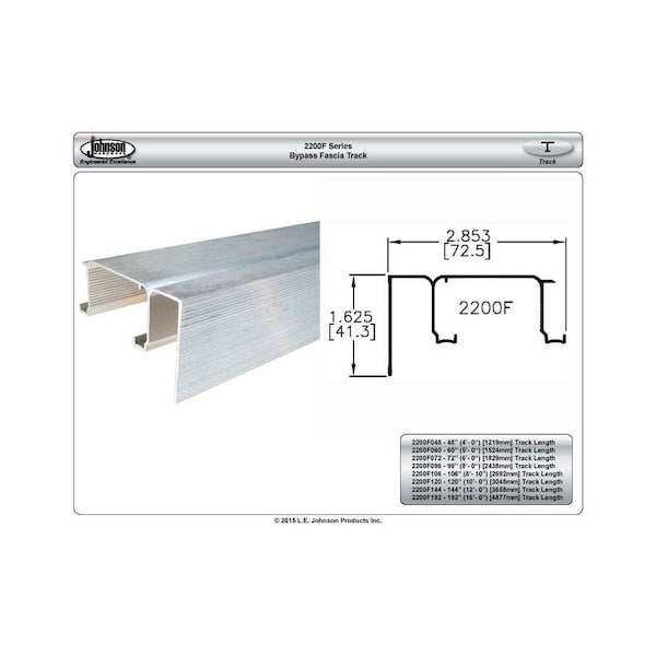 Le Johnson Track Bypass Door Fascia 59 in L F/ 1-3/8 in 2200F060 - main
