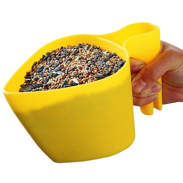 Worldwide Sourcing Perky-Pet Scoop N' Fill 300-12 Bird Seed Scoop, Plastic, Bright Yellow, For: Bird Feeder 4347 - main