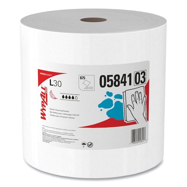 Wypall Wipes, White, Cloth-Like, General Purpose, L30 Towels, 12.4” x 12.2”, 13.38" W. x 412-05841 - main