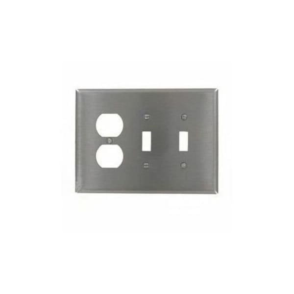 Leviton Decora 2-Toggle 1-Duplex WP OS 302SS 84121-40 - main