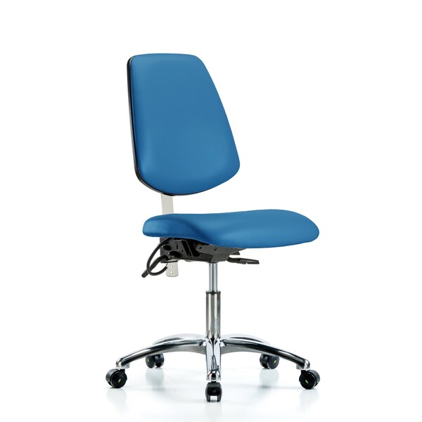 Blue Ridge Ergonomics Vin Desk Chair, Med, Bk, Blu, CL100/ESD, No Arms, 18" to 23" Height, Blue BR-NECR-VDHCH-MB-CR-T0-A0-EC-ESDBLU - main