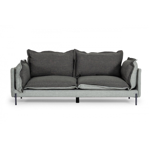 Homeroots 87" Dark Gray Polyester Blend Sofa With Silver Legs 480928 - main