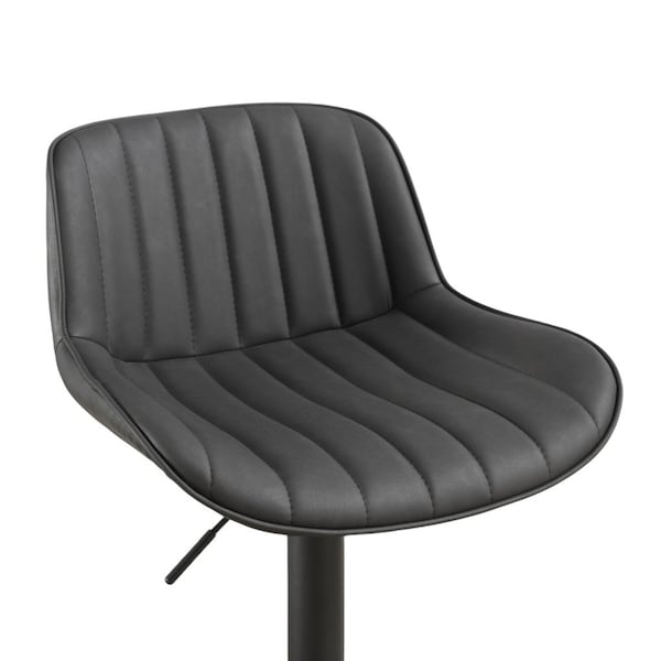 Homeroots Set of Two 31" Black Faux Leather And Steel Swivel Low Back Adjustable Height Bar Chairs 524978 - main