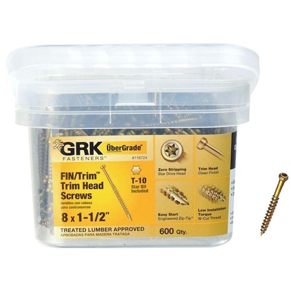 Grk Fasteners Deck Screw, #8 x 1-1/2 in, Steel, Torx Drive 116724 - main