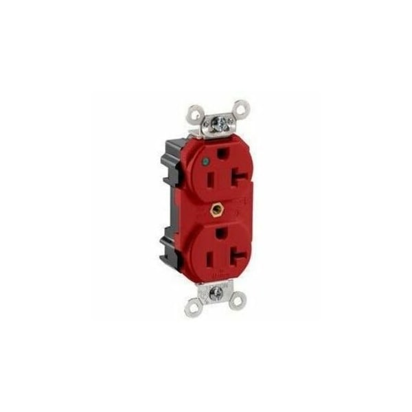Leviton Straight Blade Receptacle, 5-20R, 20 A, 125V AC, Flush Mount, Self-Grounded M8300-PLR - main