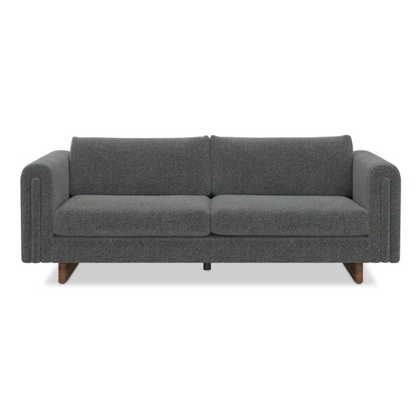 Homeroots 84" Dark Gray Fabric Sofa With Walnut Legs 641132 - main