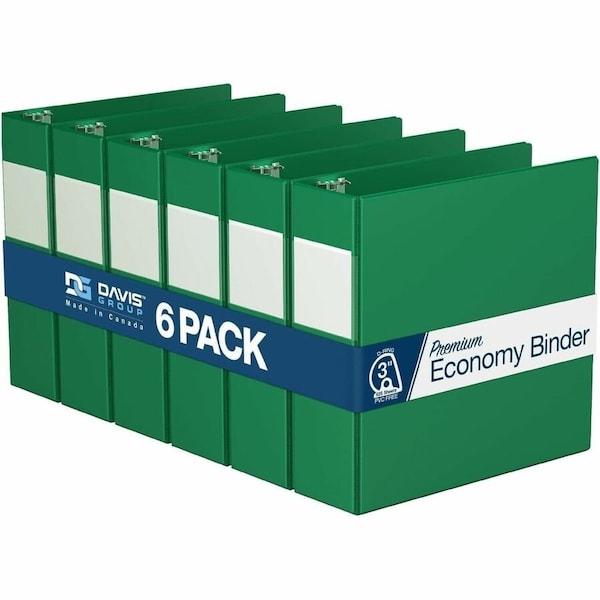 Davis Group Premium Economy, Angle D Ring, Binder, (Green, 3"), PK6 2305-04-06 - main