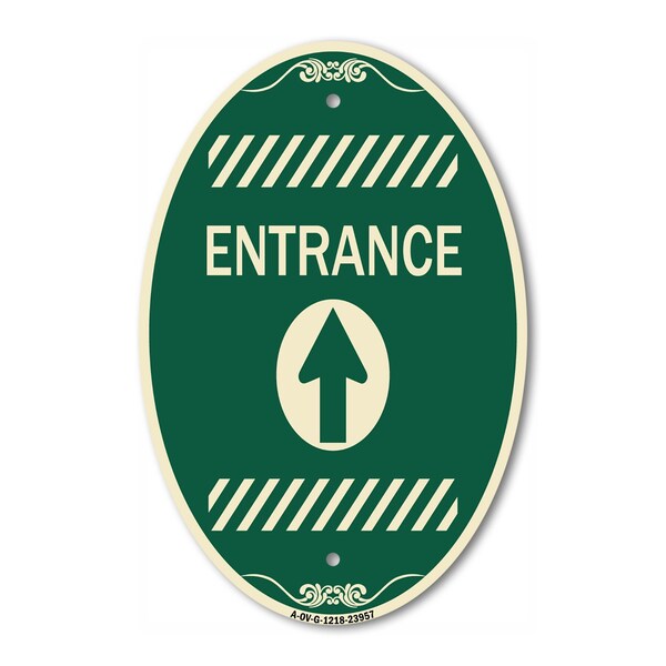 Signmission Flex Post Entrance with Straight Ahead Arrow , 12 In X 18 In Architectural, Heavy Gauge Aluminum A-OV-G-1218-23957 - main