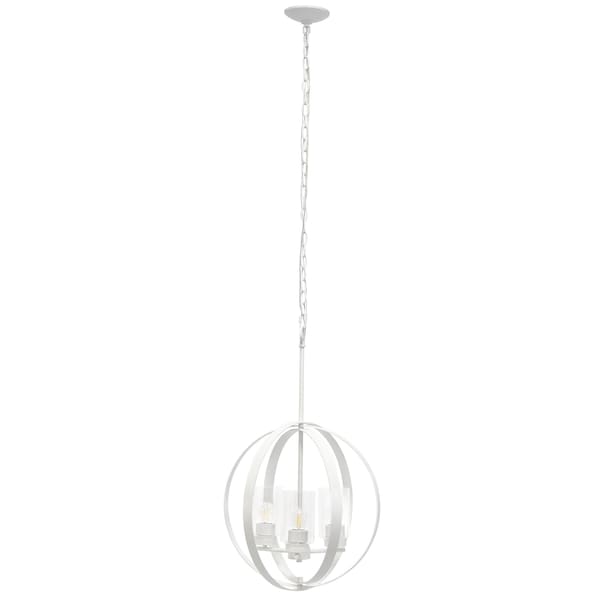 Homeroots White Sphere Iron Ceiling Light With Clear Shades 651646 - main
