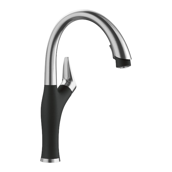 Blanco Artona Pull-Down 1.5 GPM, PVD Steel/Coal Black 526401 - main