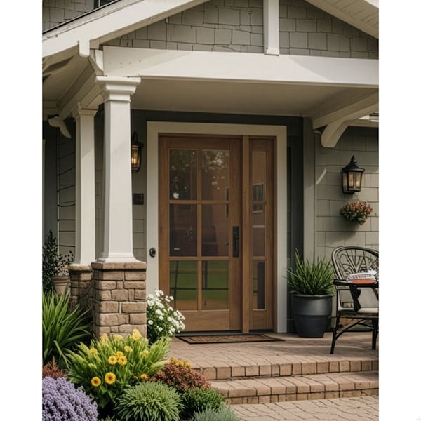 Doornmore G106, 51.5" x 82" ( 36" Door + 12" Side) Left Hand, Mahogany SDL 6 Lite Exterior Door G106-SW-3680-G103-SL_1-1_LI - main