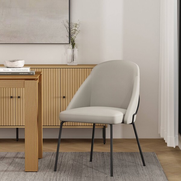 Manhattan Comfort Gracie Dining Chair in Stone and Black DC100-BST - main
