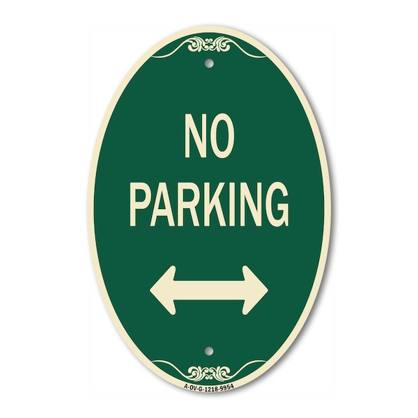 Signmission No Parking With Bidirectional Arrow Green & T, 12 In X 18 In Architectural, Heavy Gauge Aluminum A-OV-G-1218-9954 - main
