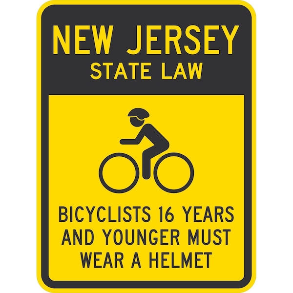 Lyle Bicyclists 16 Years And Younger Must Wear A Helmet (Cyc, 18x24, High Intensity Prismatic, Yellow G-10788-HI_18x24 - main