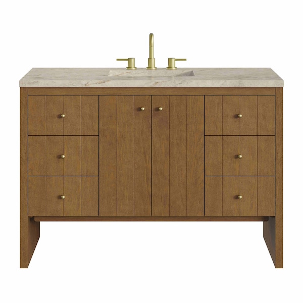 James Martin Vanities Hudson 48" Single Vanity, Honey Oak w/ 3 CM Tajnar Eclos Top 435-V48-HNO-3TJR - main