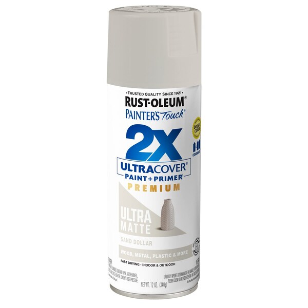 Rust-Oleum 2X Ultra Cover Spray Paint, Sand Dollar, Ultra Matte, 12 oz 372274 - main