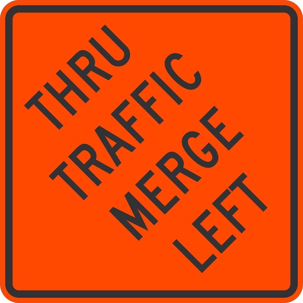 Lyle W4-7L, Thru Traffic Merge Left, 36x36, High Intensity Prismatic, Orange G-16314-HI_36x36 - main