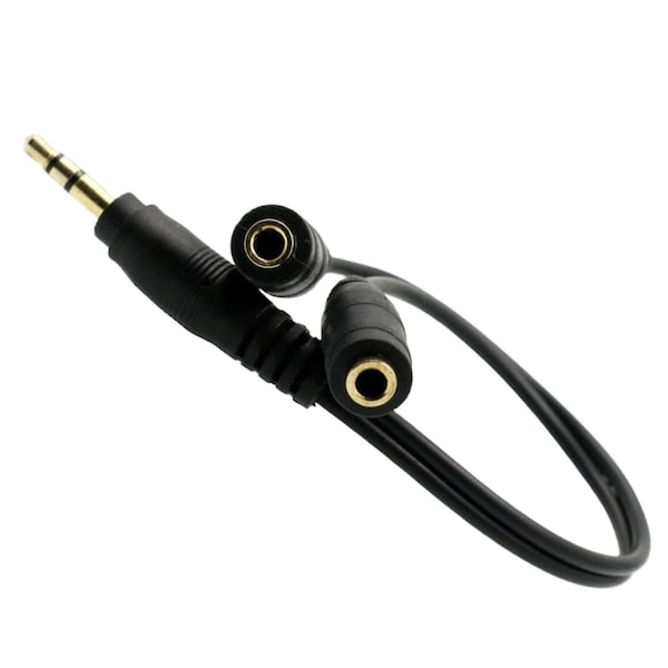 Sanoxy 6in 1 Male to 2 Female Gold Plated 3.5mm Audio Y Splitter Headphone Cable Black SNX-CABLE125 - main